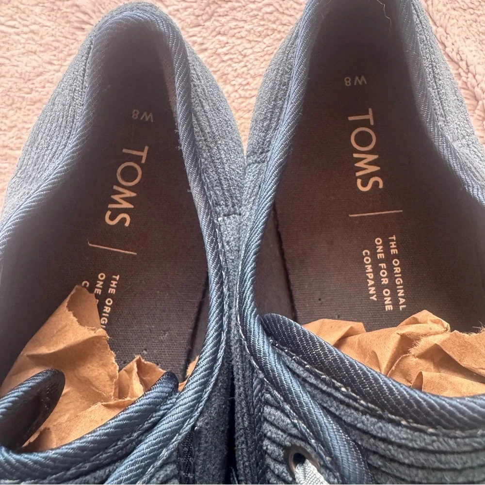 TOMS‎ Women’s 8 Teal Blue Corduroy Lace Up Sneakers Casual Low Top Shoes